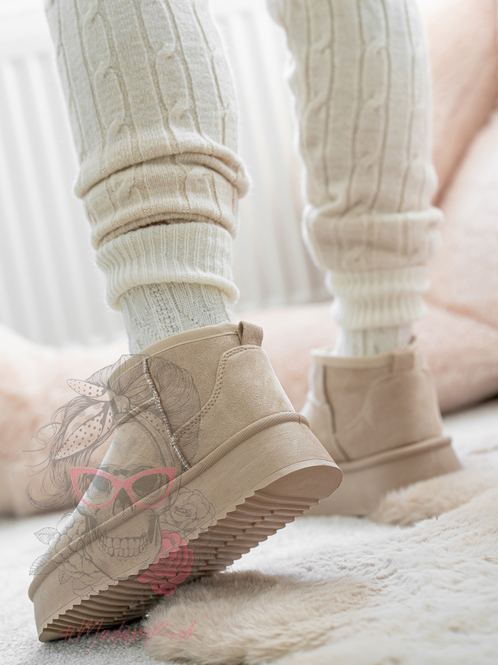 Śniegowce zamszowe Madam Wobbi j.beżowe