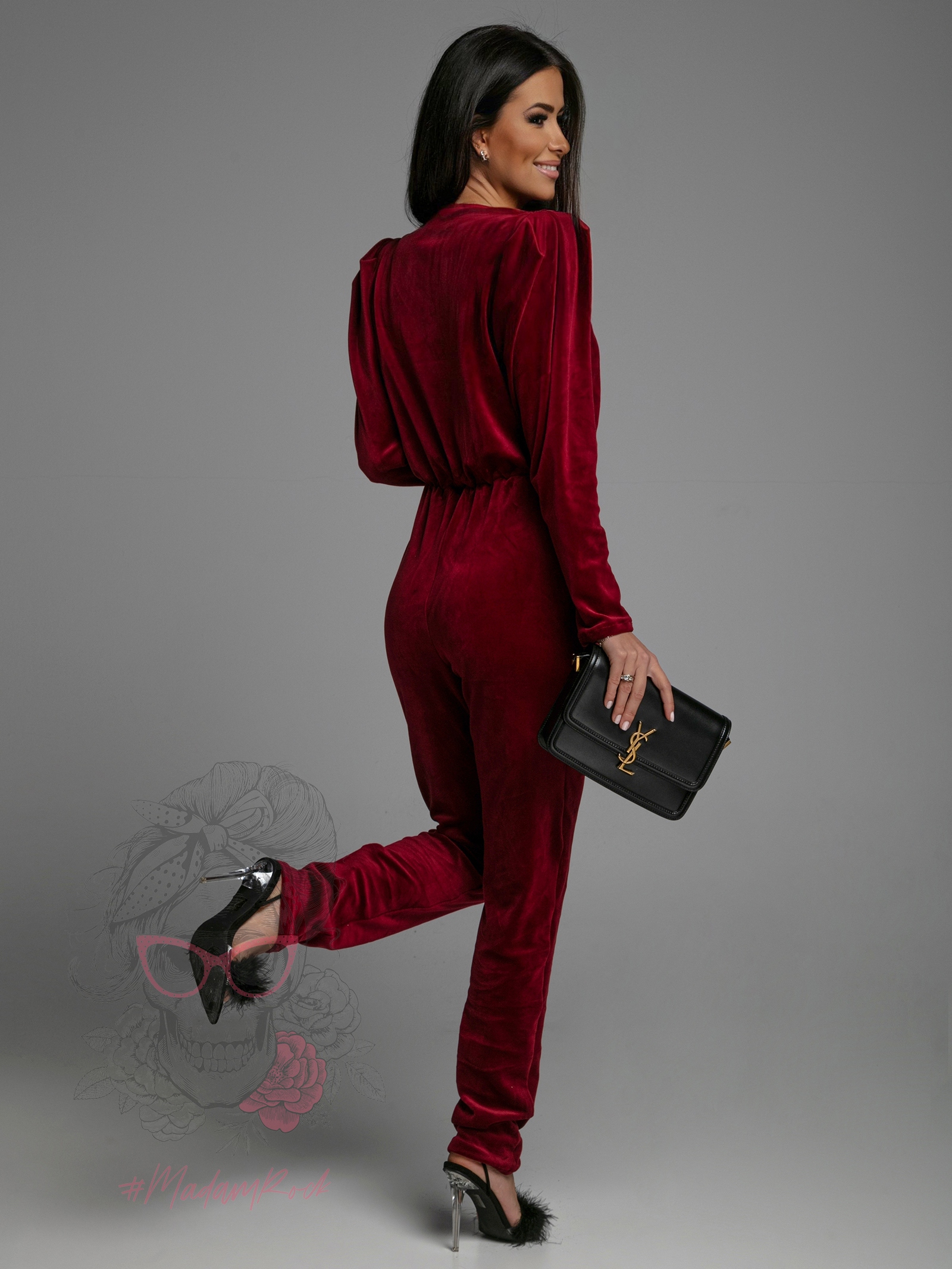 Kombinezon welurowy NB Chic At Home bordowy Kombinezon welurowy NB Chic At Home bordowy