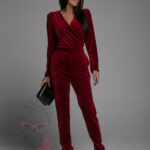 Kombinezon welurowy NB Chic At Home bordowy