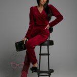 Kombinezon welurowy NB Chic At Home bordowy