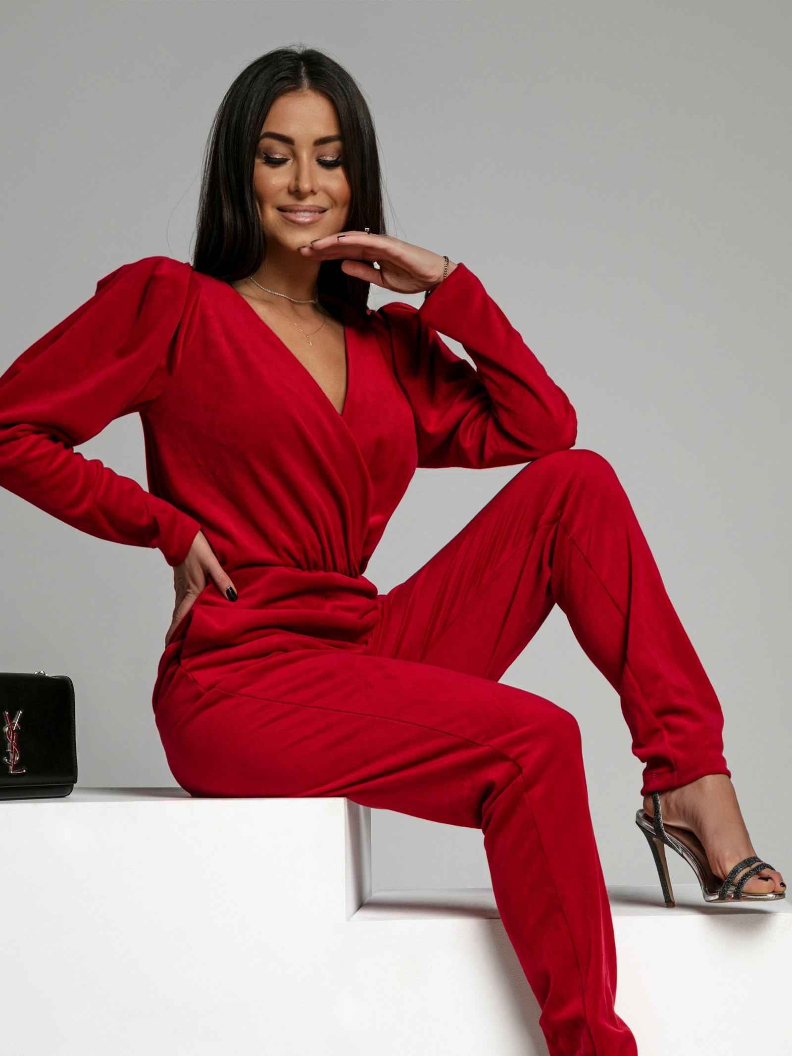 Kombinezon welurowy NB Chic at Home czerwony