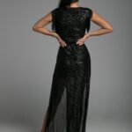 Sukienka cekinowa z rozcięciami NB Cruzar czarna