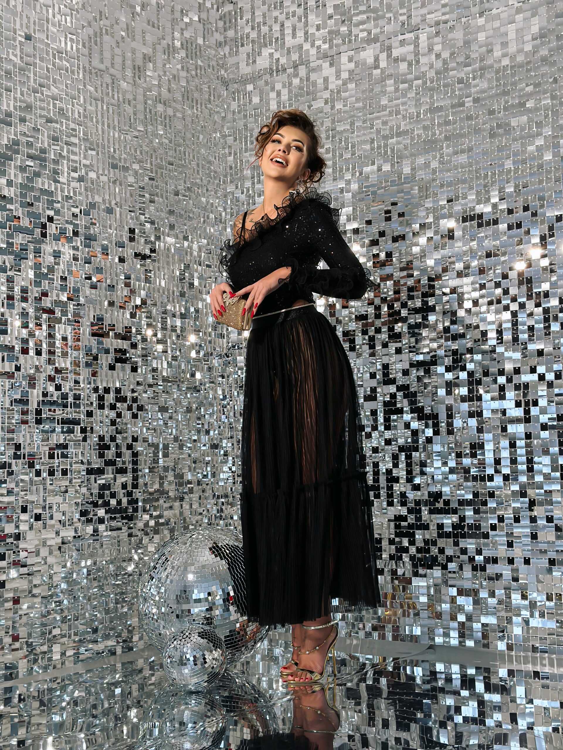 Komplet body + spódnica maxi NB Soletto czarny