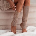 Getry ocieplacze sweterkowe beżowe