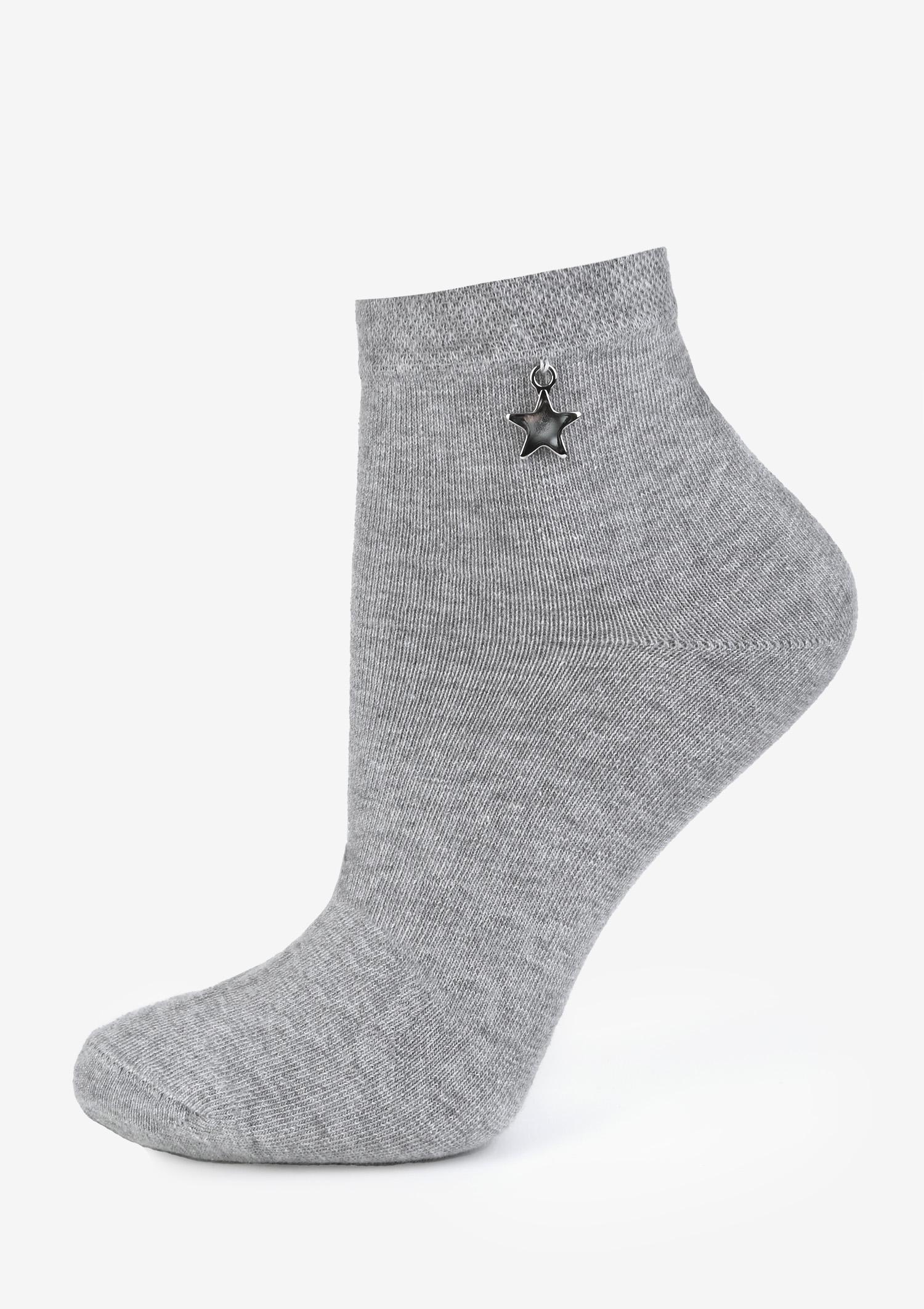 Skarpetki damskie gładkie z przywieszką szare