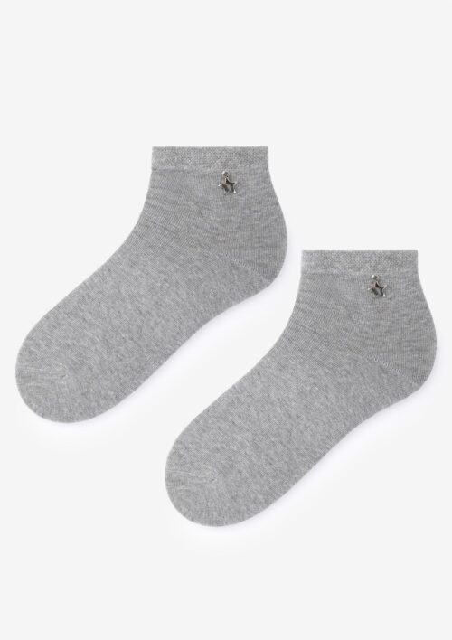 Skarpetki damskie gładkie z przywieszką szare