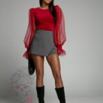 Bluzka welurowa Red Love czerwona