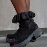 Botki z falbanką Madam Dress czarne