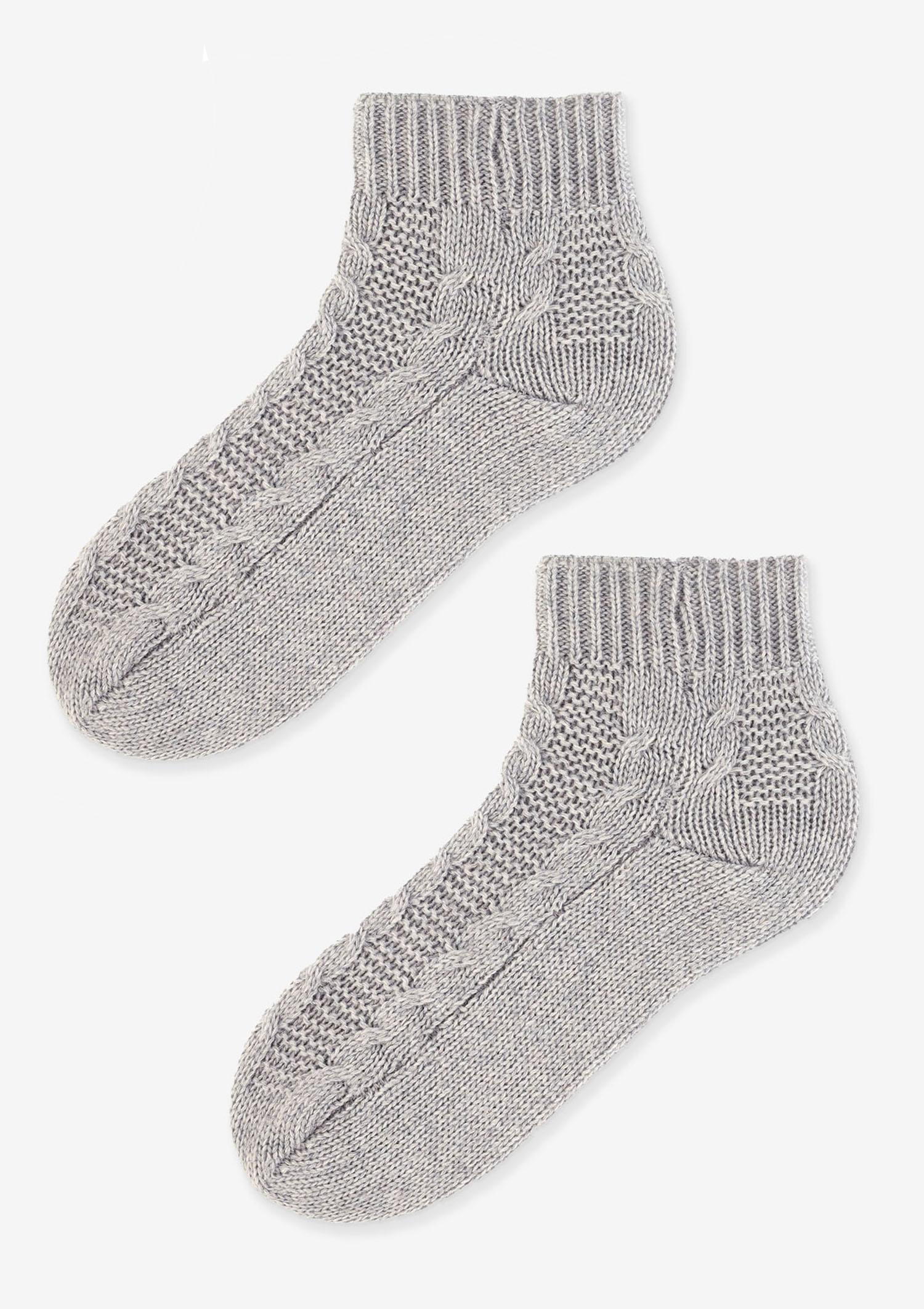 Skarpetki plecione bawełniane 100DEN szare
