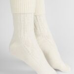 Skarpety damskie ciepłe z wełną ecru