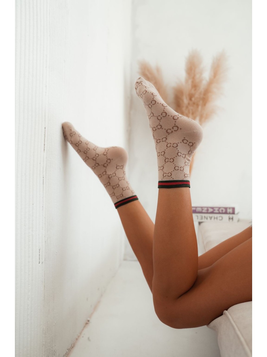 Skarpetki damskie ze ściągaczem CC beżowe Skarpetki damskie ze ściągaczem CC beżowe
