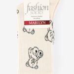 Skarpetki damskie z misiami beżowe