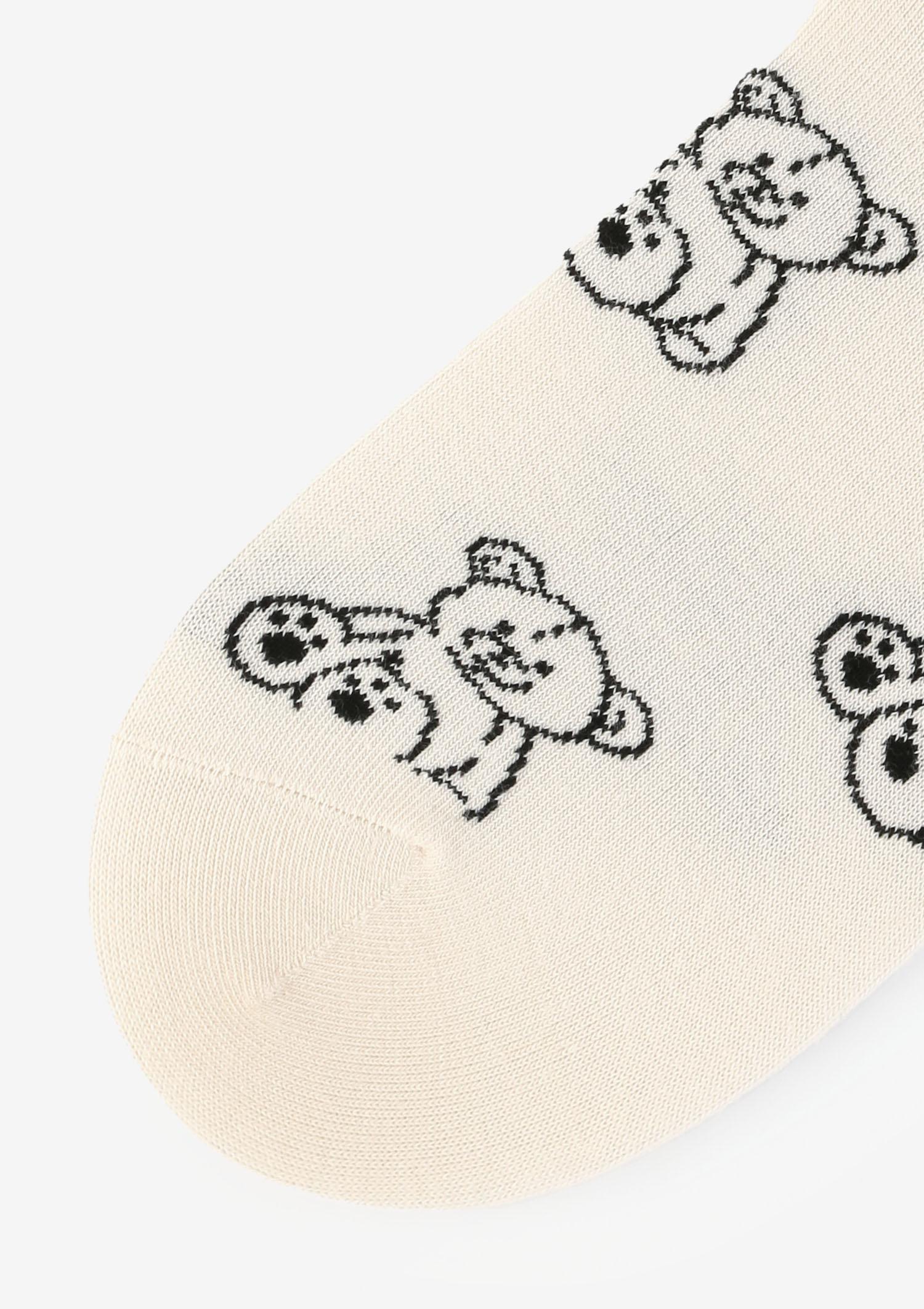 Skarpetki damskie z misiami beżowe