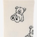 Skarpetki damskie z misiami beżowe