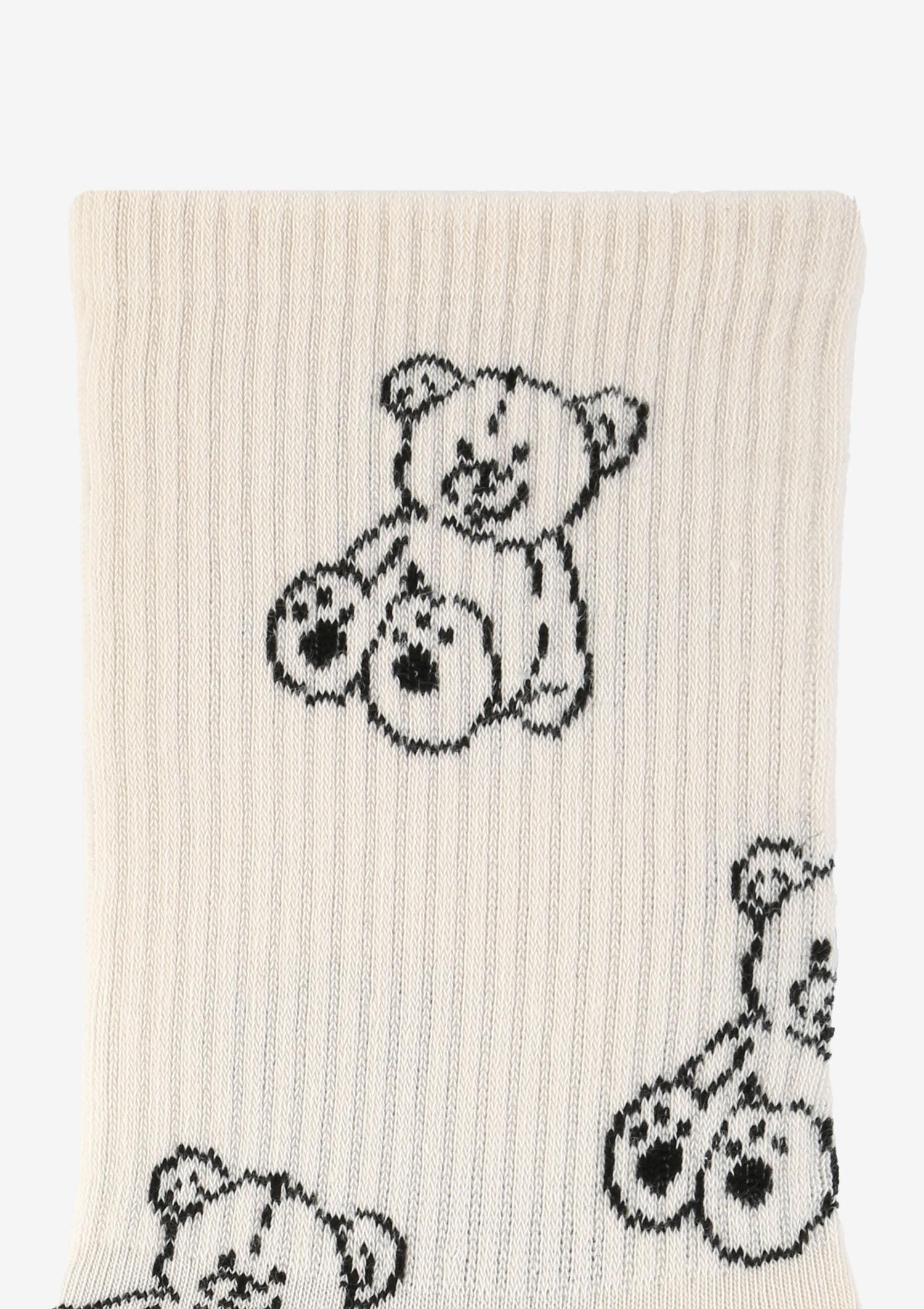 Skarpetki damskie z misiami beżowe