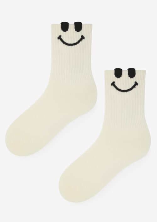 Skarpetki damskie długie SMILE ecru