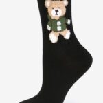 Skarpetki damskie z pluszowym misiem czarne