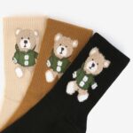 Skarpetki damskie z pluszowym misiem czarne