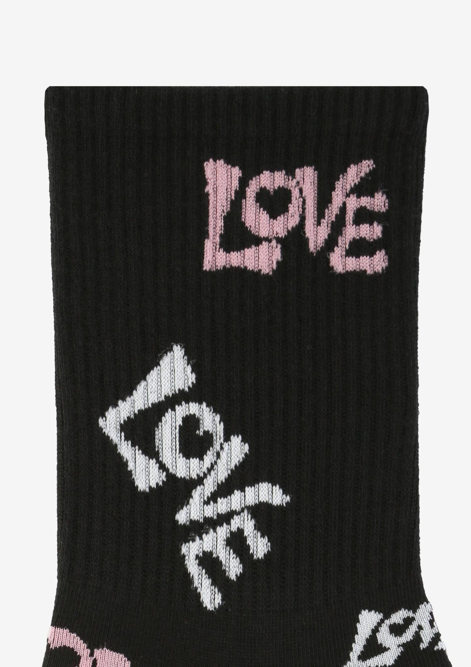 Skarpetki damskie długie LOVE grafitti czarne
