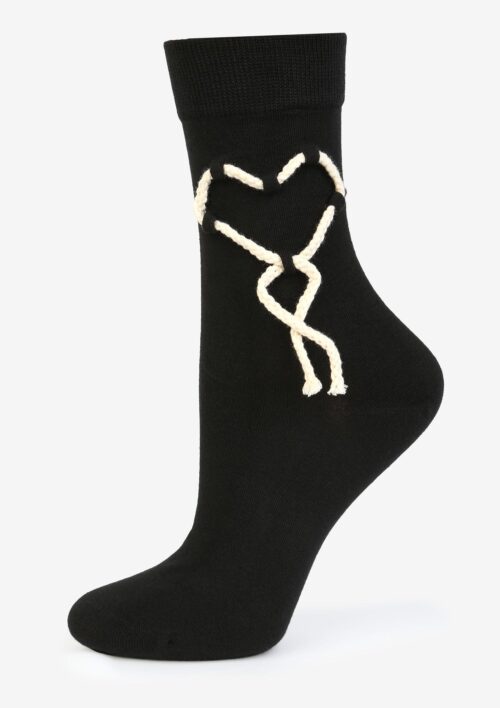 Skarpetki damskie z plecionką czarne