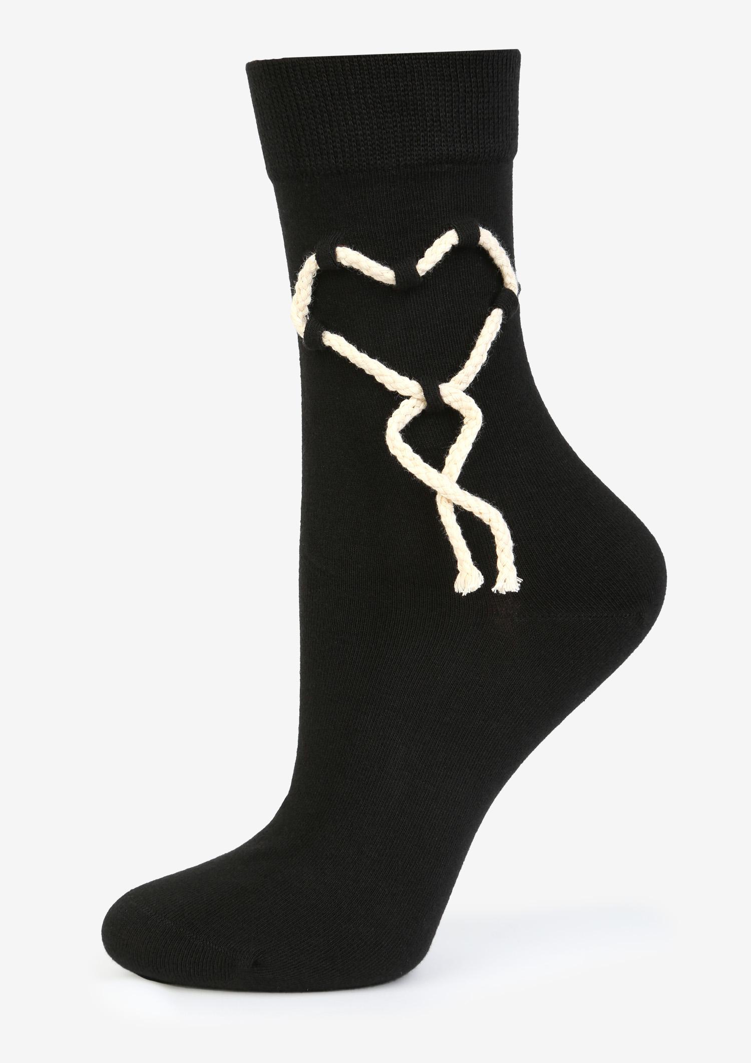 Skarpetki damskie z plecionką czarne