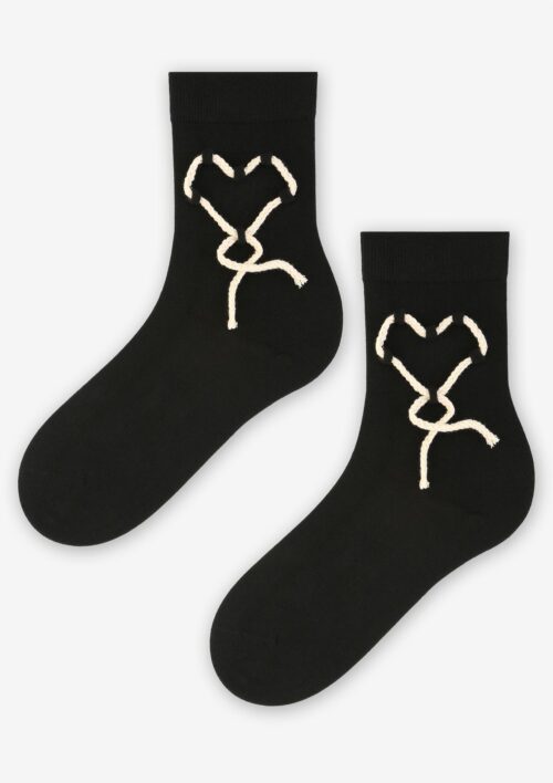 Skarpetki damskie z plecionką czarne