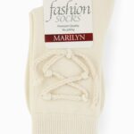 Skarpetki damskie z plecionką ecru