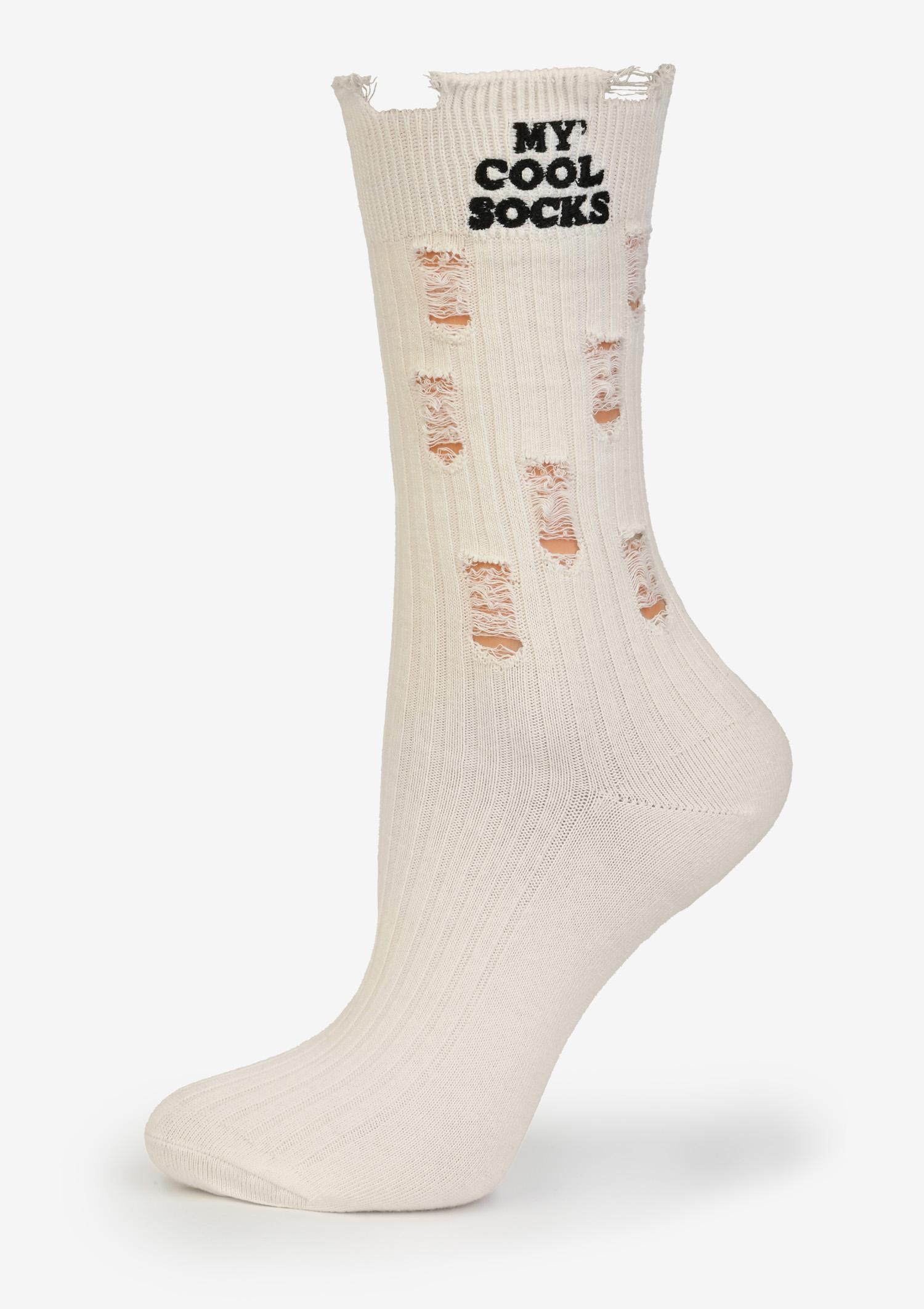 Skarpetki z przetarciami MY COOL SOCKS ecru