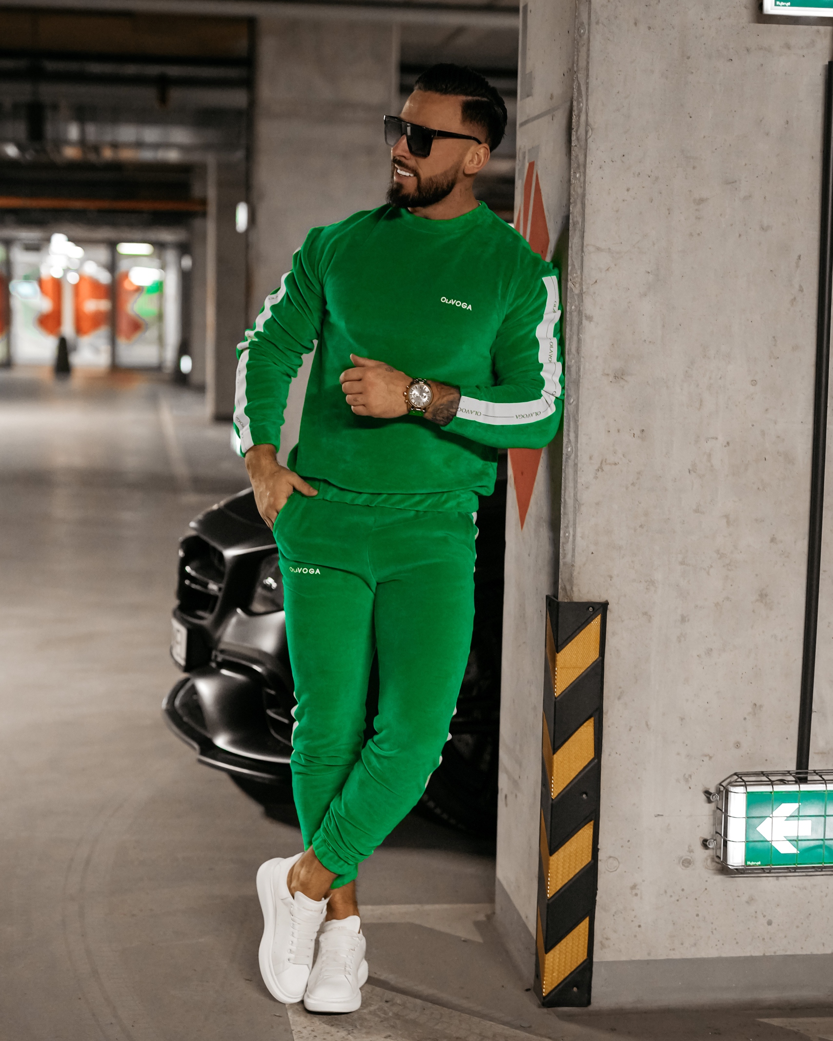 Komplet męski welurowy Ravi Ola Voga zielony