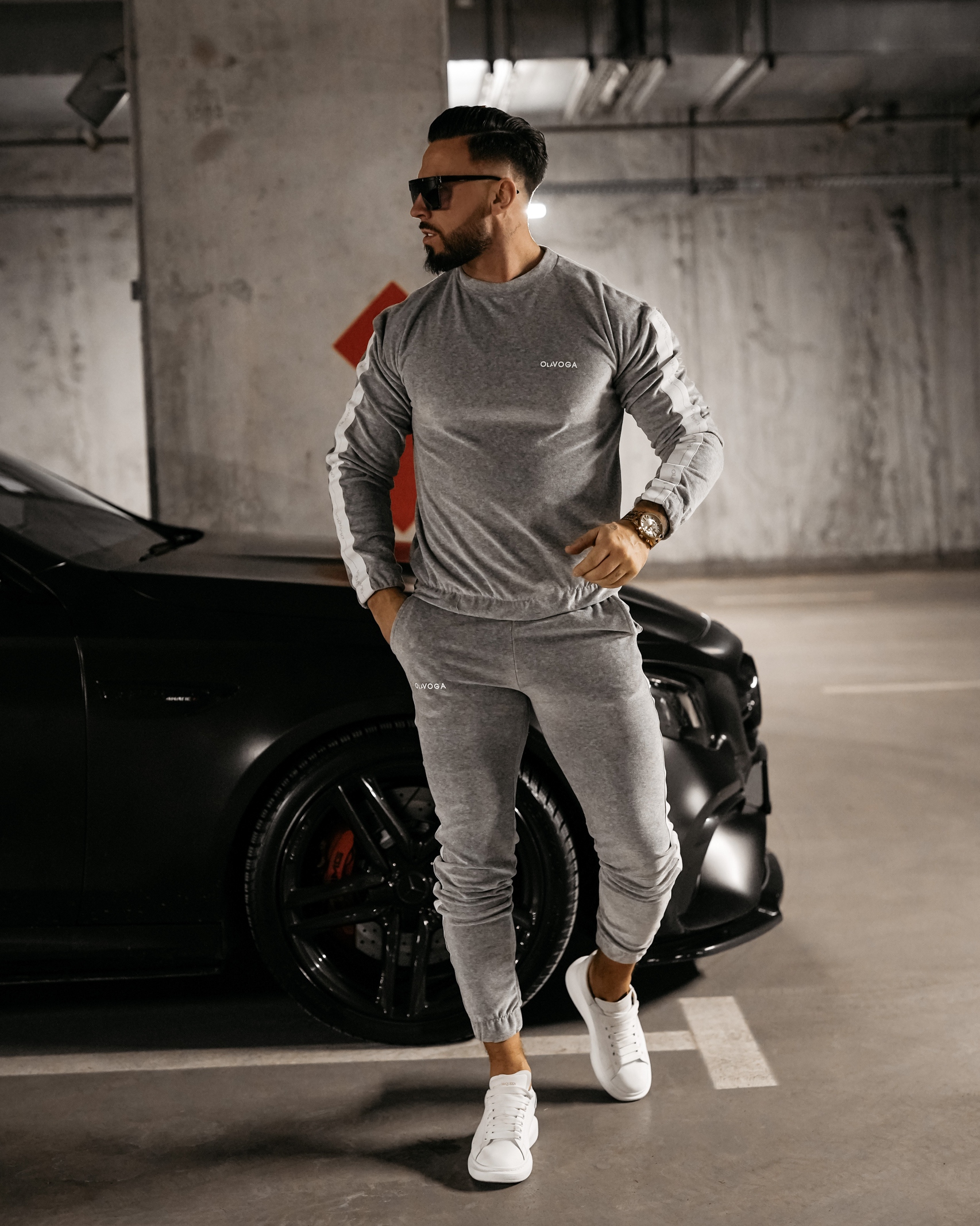 Komplet męski welurowy Ravi Ola Voga j.szary