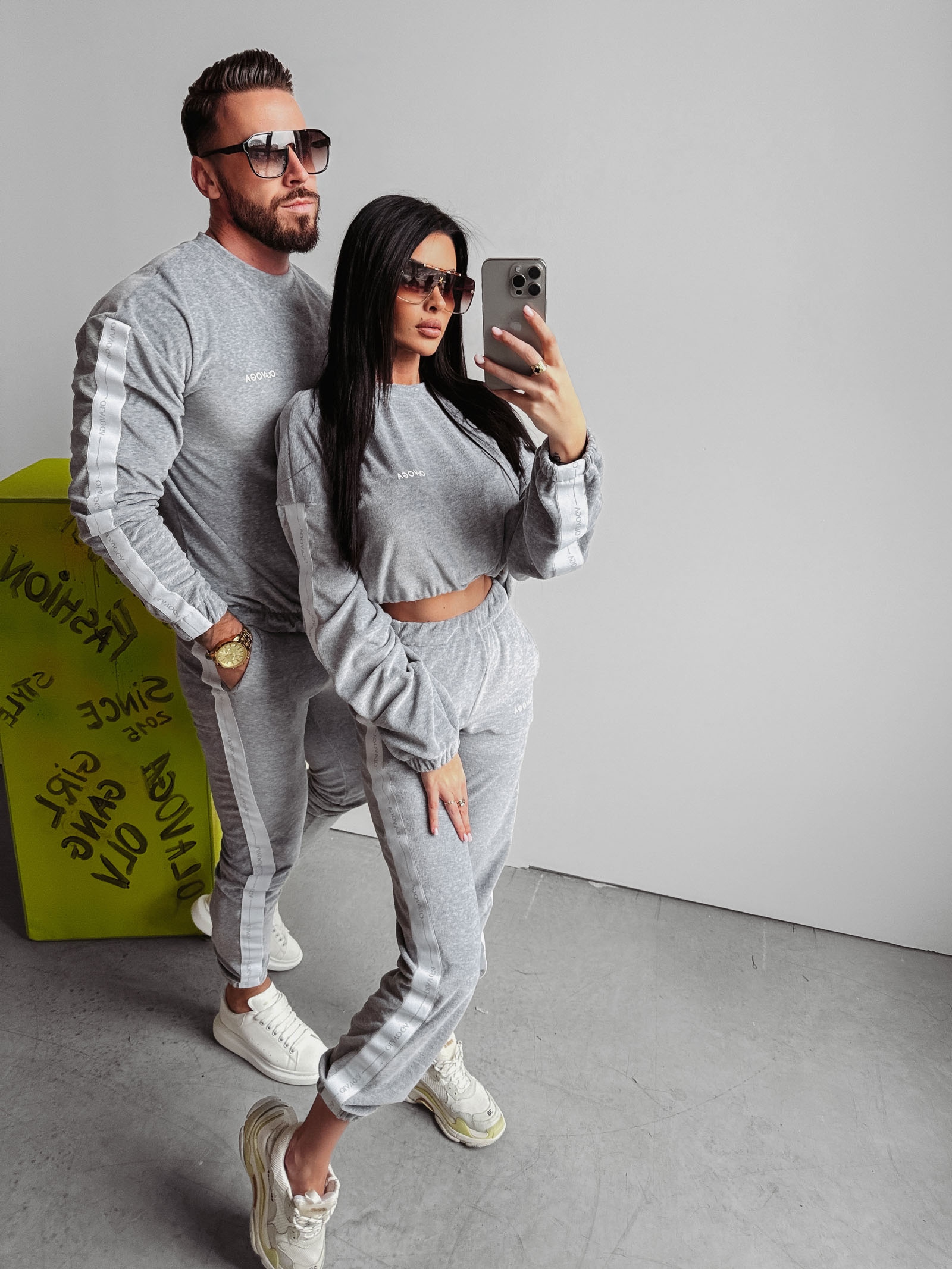 Komplet męski welurowy Ravi Ola Voga j.szary