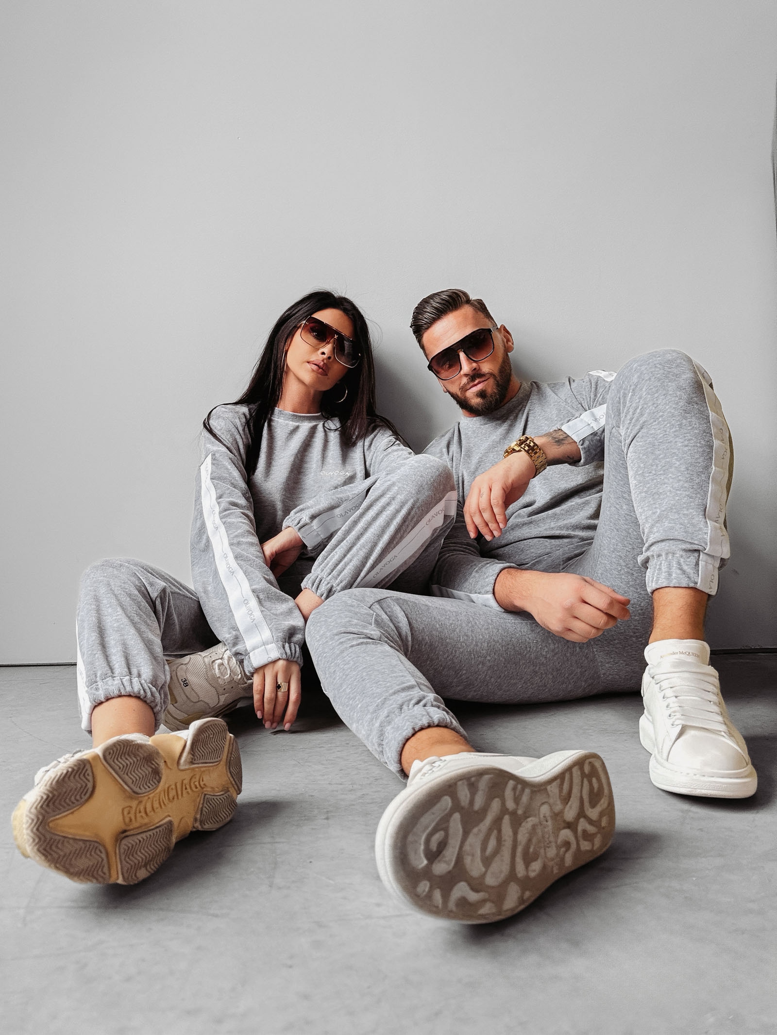 Komplet męski welurowy Ravi Ola Voga j.szary