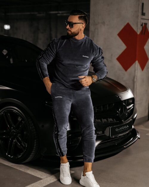 Komplet męski welurowy Ravi Ola Voga grafit