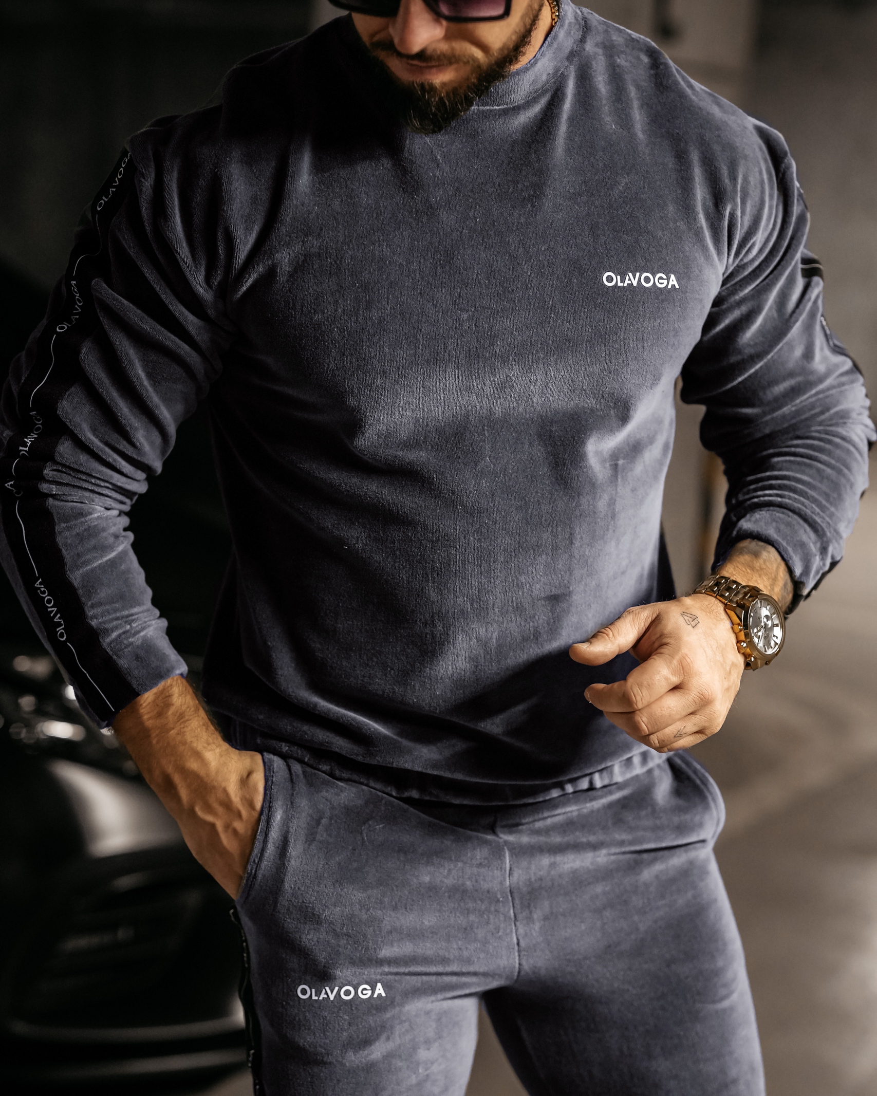 Komplet męski welurowy Ravi Ola Voga grafit Komplet męski welurowy Ravi Ola Voga grafit