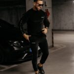 Komplet męski welurowy Ravi Ola Voga czarny