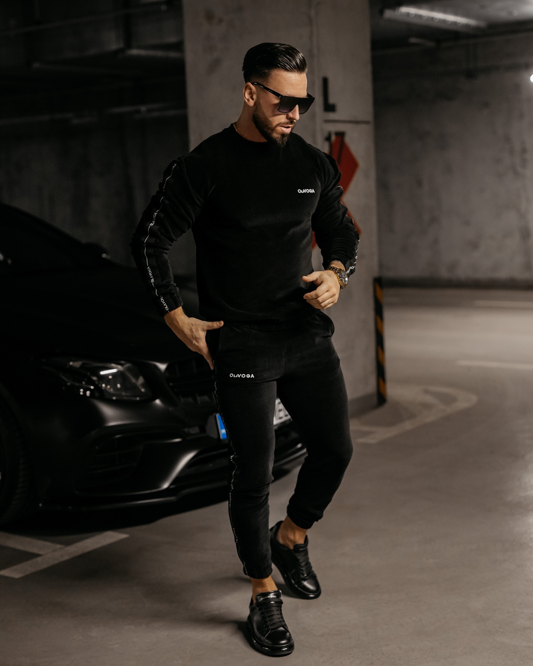 Komplet męski welurowy Ravi Ola Voga czarny