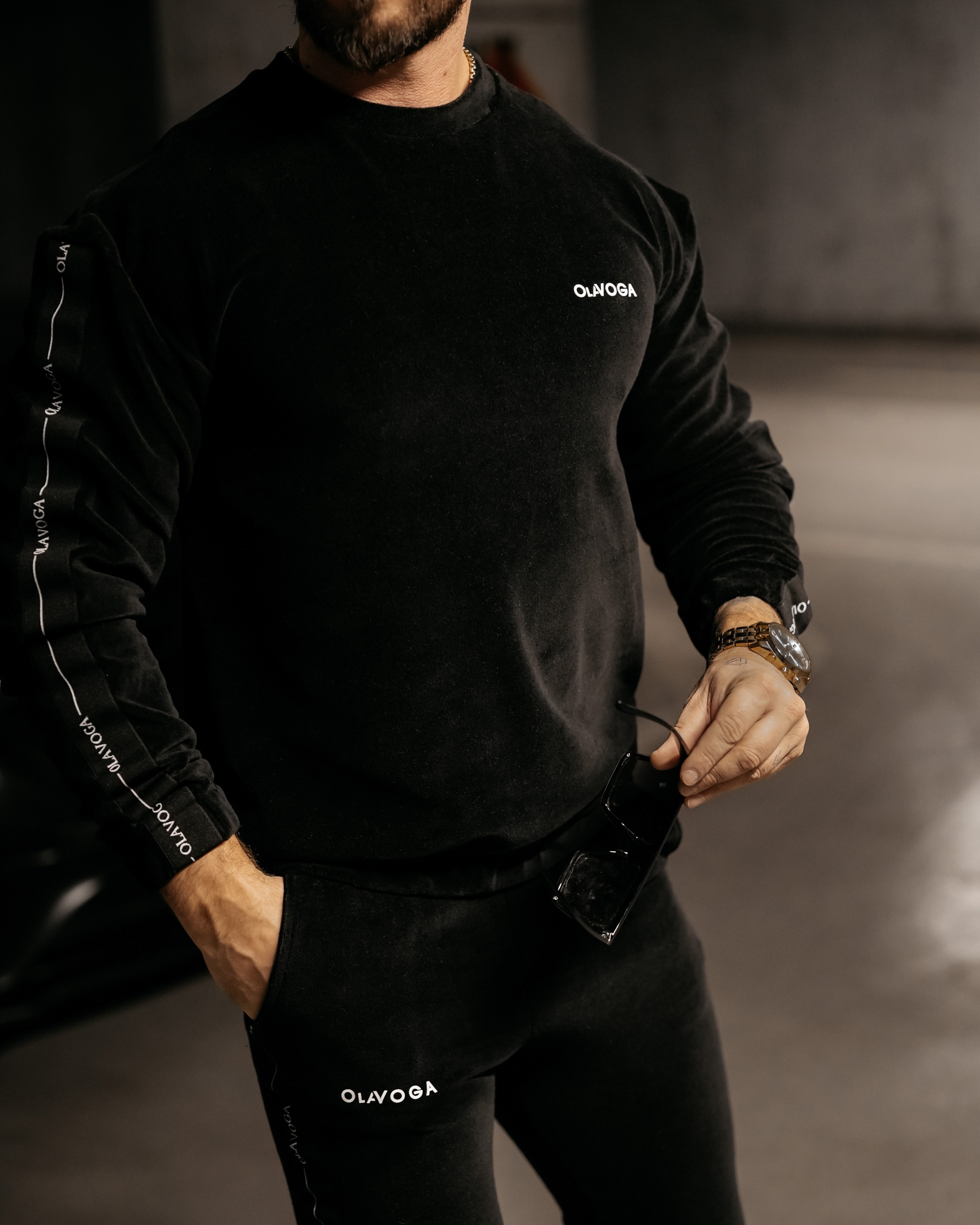 Komplet męski welurowy Ravi Ola Voga czarny Komplet męski welurowy Ravi Ola Voga czarny