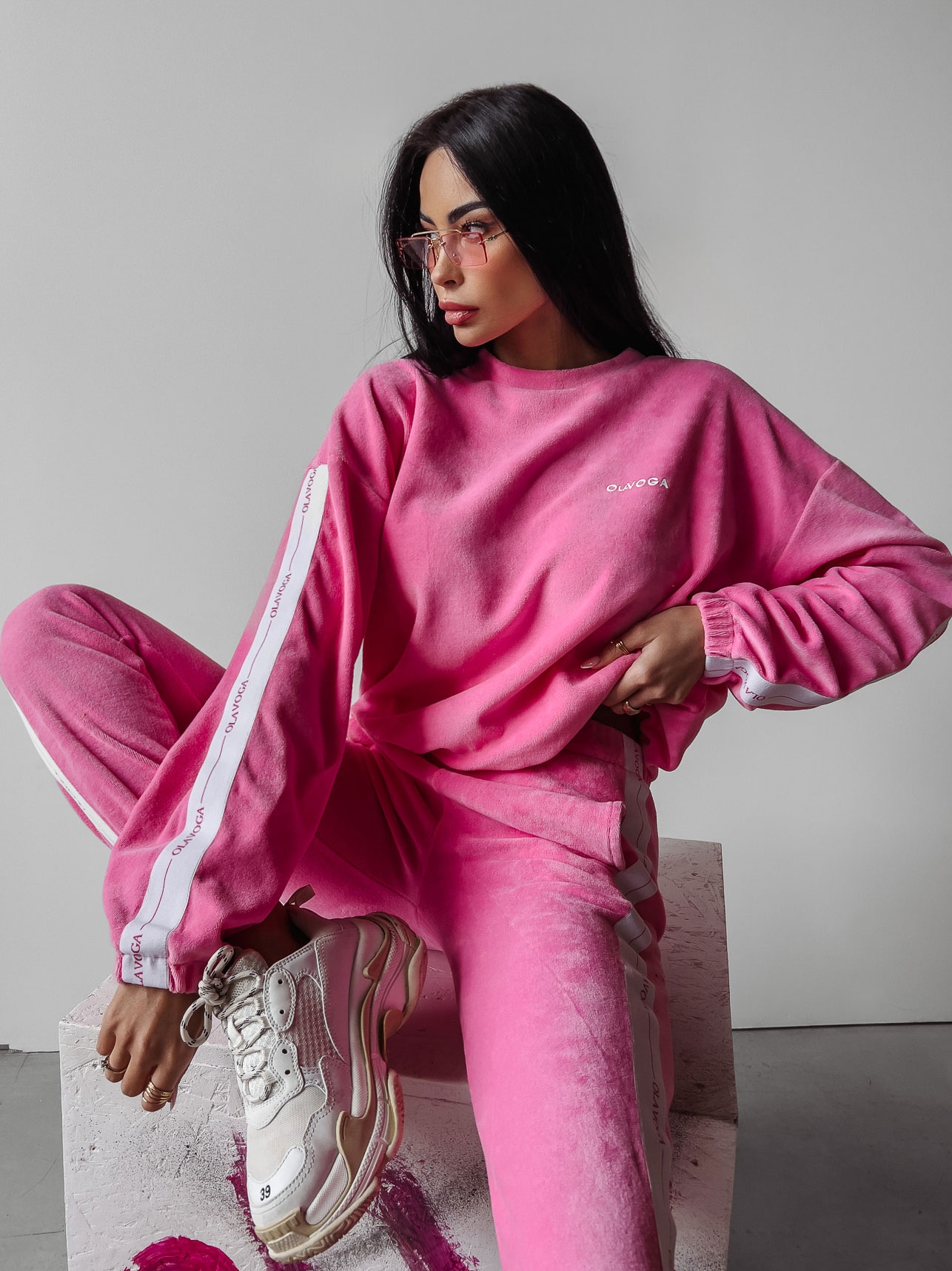 Komplet welurowy damski Blum Ola Voga różowy