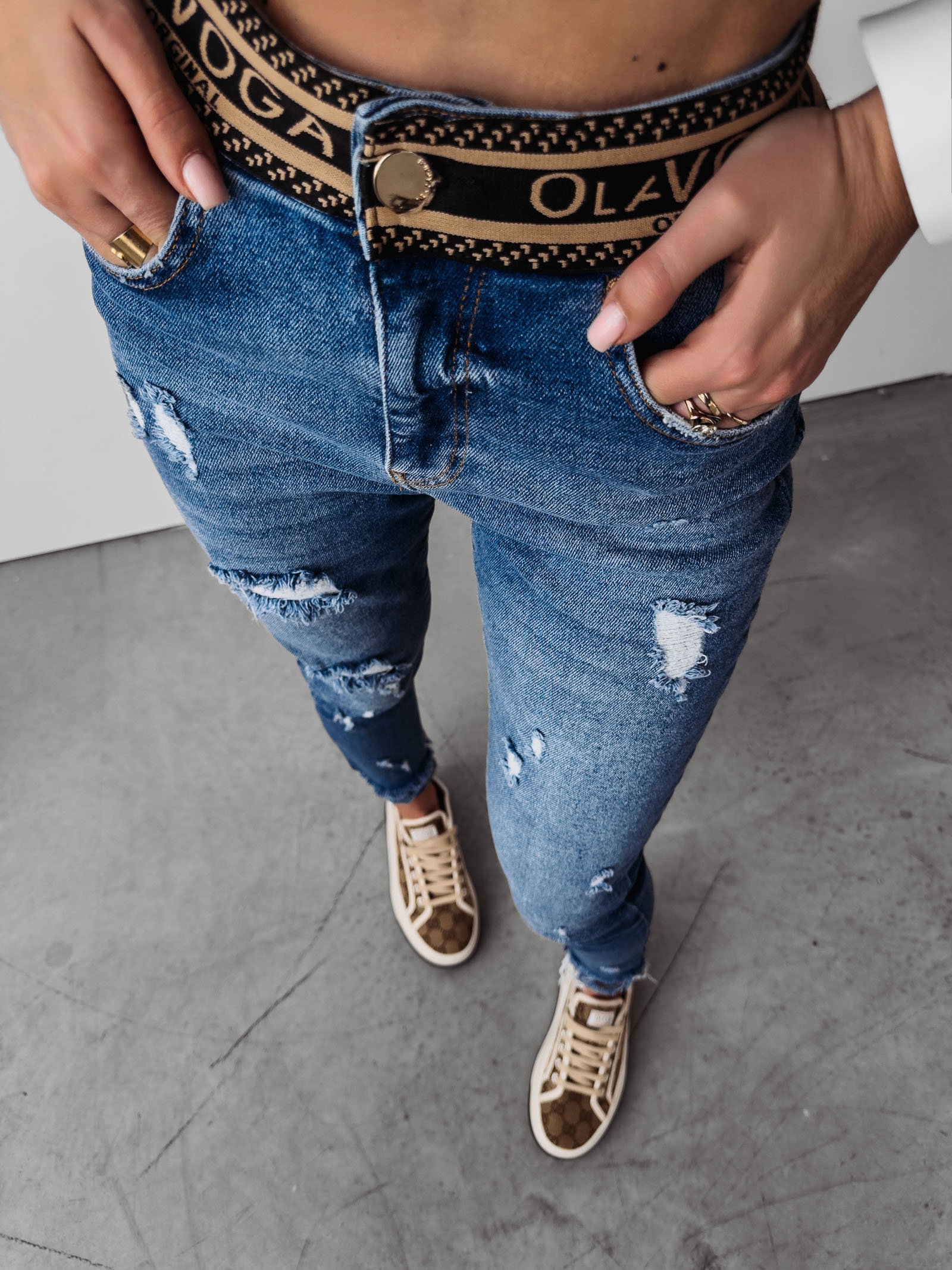 Spodnie jeansowe high waist Dore Ola Voga niebieskie