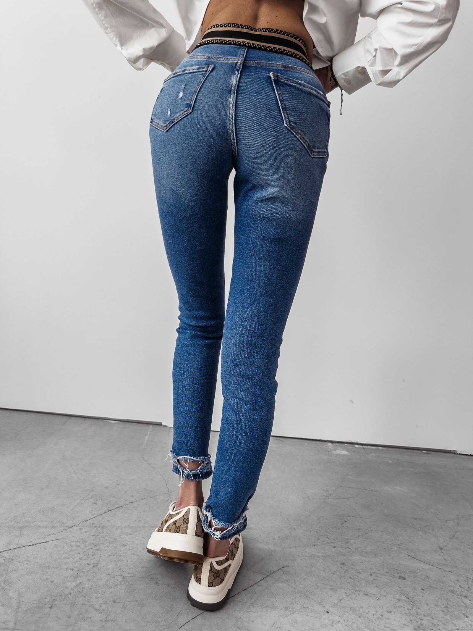 Spodnie jeansowe high waist Dore Ola Voga niebieskie