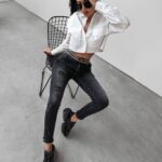 Spodnie jeansowe high waist Dore Ola Voga czarne