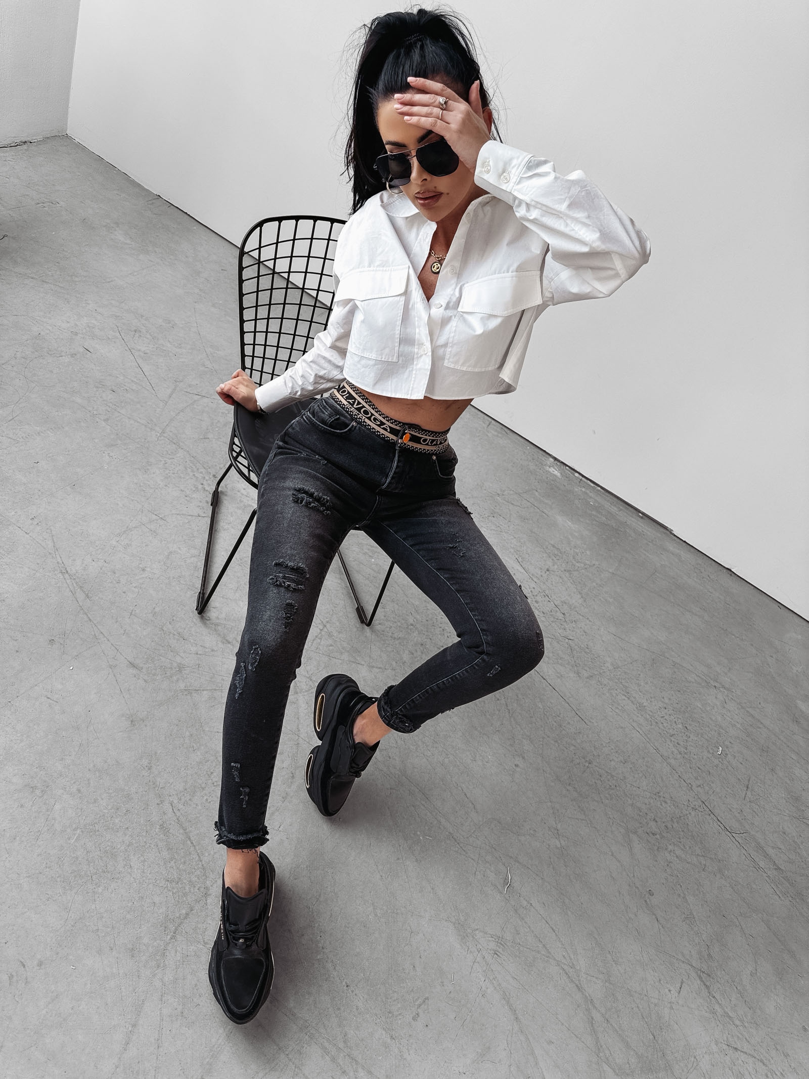 Spodnie jeansowe high waist Dore Ola Voga czarne