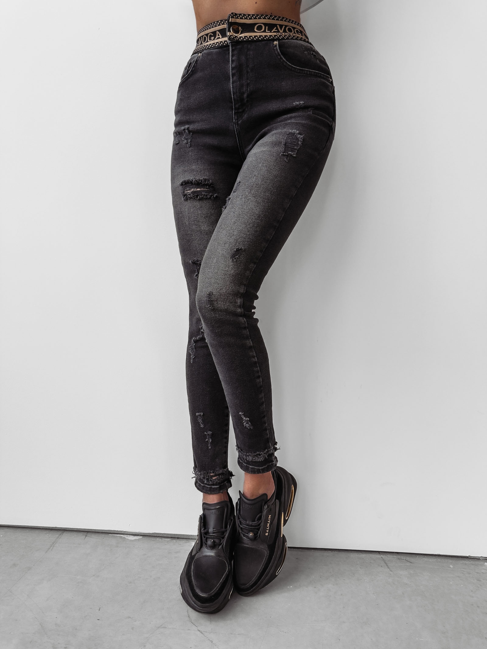 Spodnie jeansowe high waist Dore Ola Voga czarne