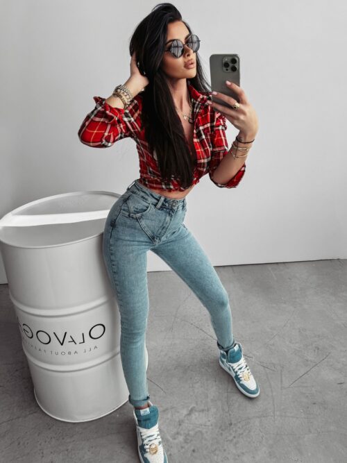 Spodnie skinny jeansowe Aster Ola voga niebieskie