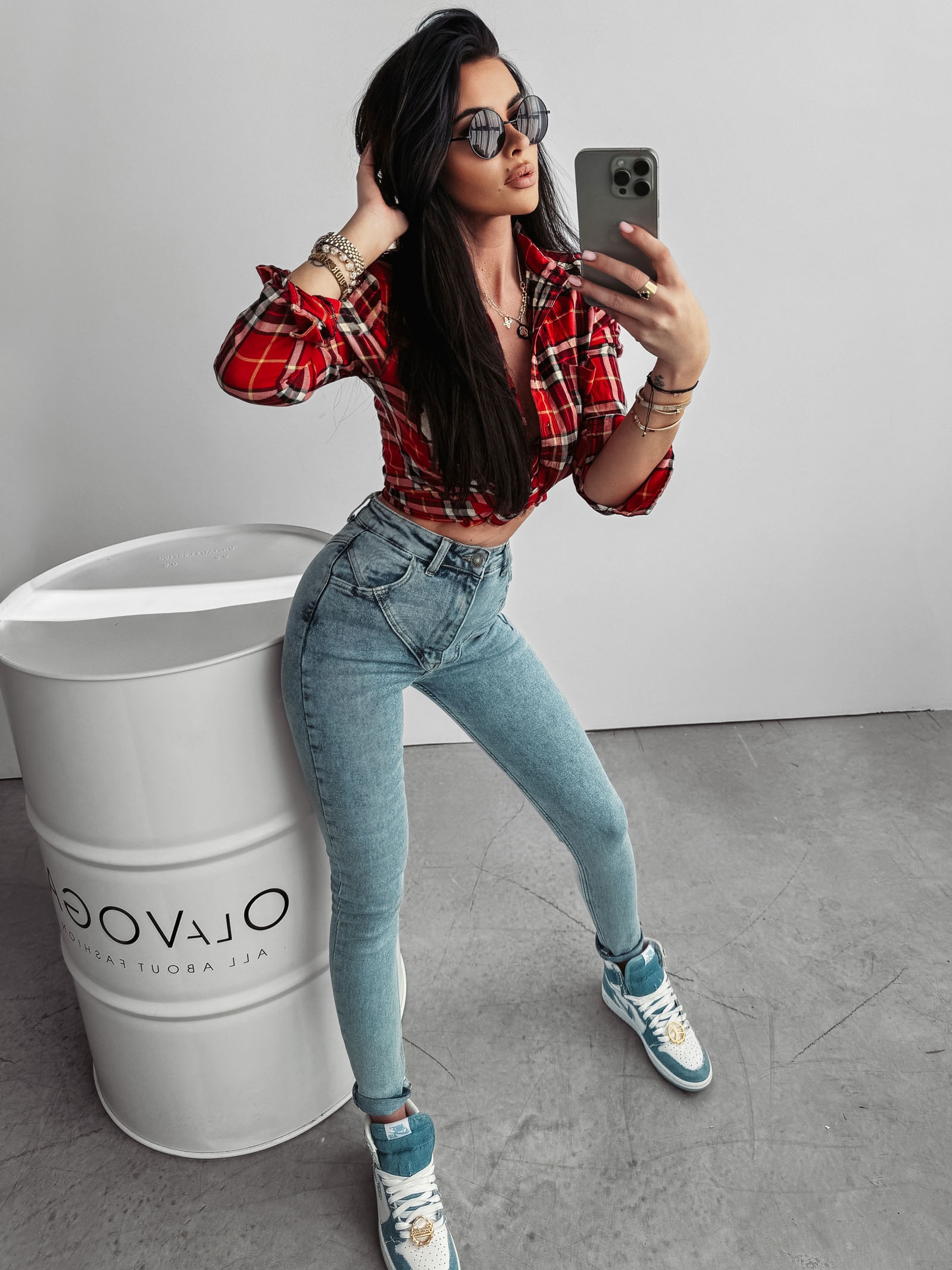 Spodnie skinny jeansowe Aster Ola voga niebieskie