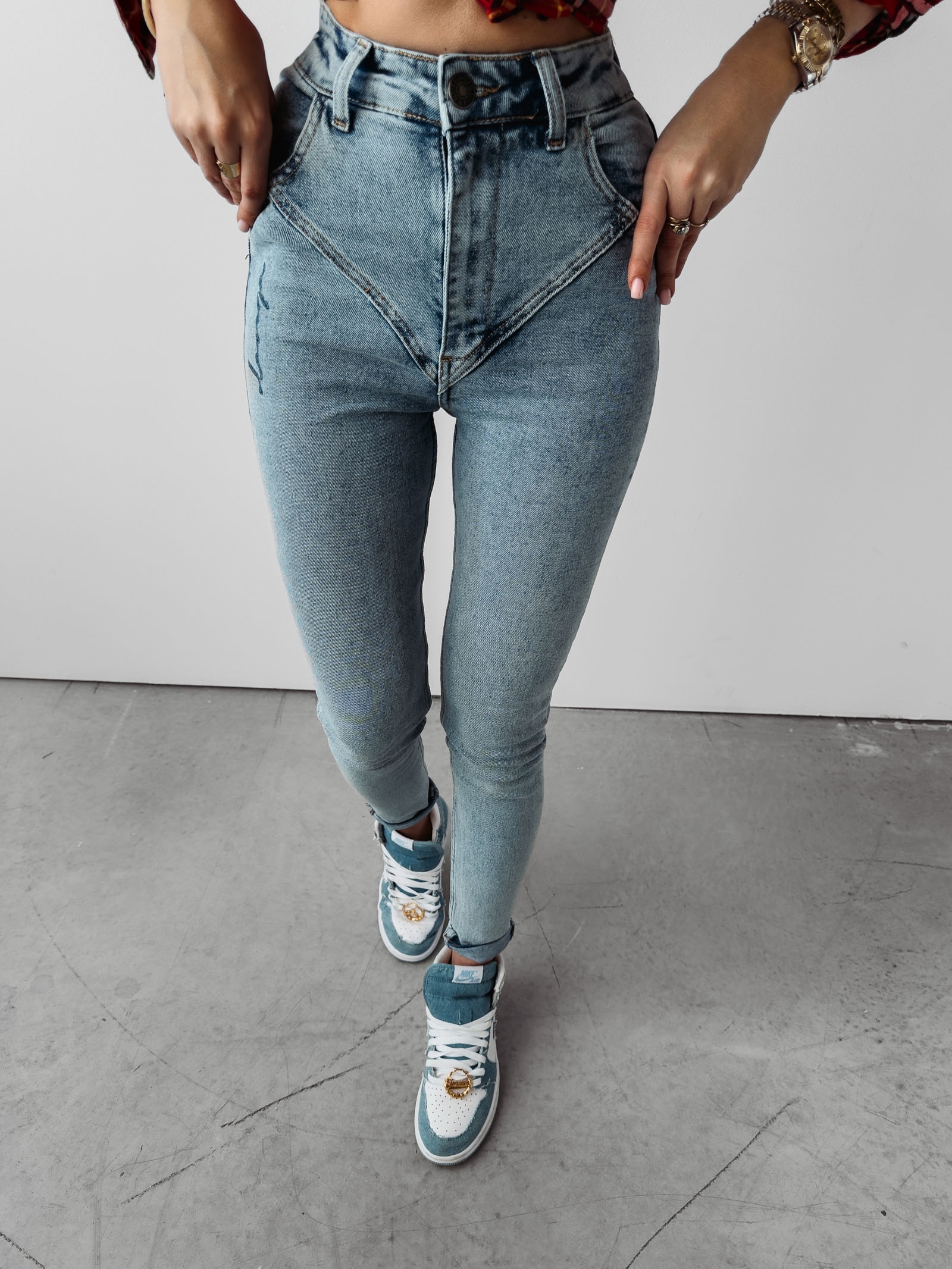 Spodnie skinny jeansowe Aster Ola voga niebieskie