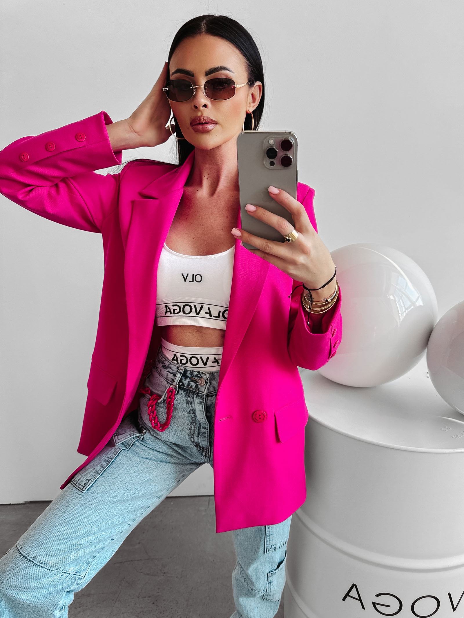 Marynarka oversize Vanet Ola Voga amarantowa