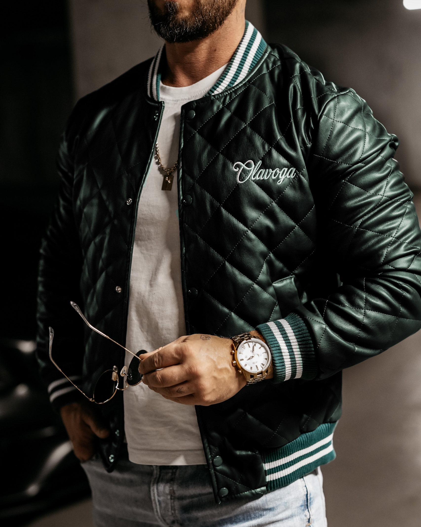 Kurtka przejściowa bomberka męska Medre Ola Voga butelkowa