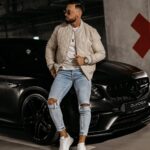 Kurtka przejściowa bomberka męska Medre Ola Voga beżowa