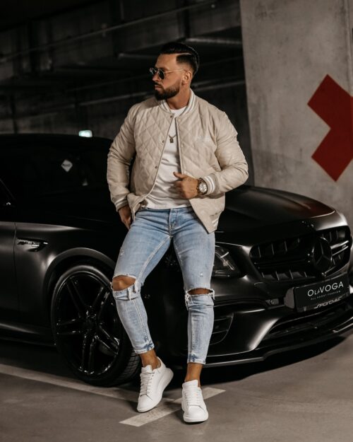 Kurtka przejściowa bomberka męska Medre Ola Voga beżowa